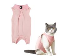 Traje de Recuperación para Gato,Chaleco de Recuperación,Ropa Postoperatoria Protectora Antilamido,Ropa de Mascotas Después de la Cirugía y Heridas,Collar Electrónico Alternativo para Gatos (Rosa,S)