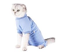 Traje de recuperación para gatos para heridas abdominales, enfermedades de la piel después de la cirugía, chaleco para mascotas con tela modal elástica en el cuello, práctico cierre rápido desde el