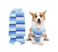 Traje de Recuperación para Perros, Traje de Recuperación de Cirugía de Cachorro Elástico de Pecho Multiusos, Mono para Perro Después de la Cirugía, Esterilización,(XL-Franja de Color Azul)