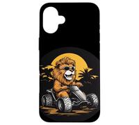 Traje de rey de la velocidad para fanáticos de Go Kart y Lion Statement Carcasa para iPhone 16 Plus