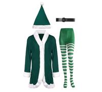 Traje De Santa Claus Para Mujeres,Vestido De Cosplay Para Fiestas - Traje De Sra. Claus De Terciopelo Con Cinturón, Sombrero Y Medias A Rayas | Para Mujeres Durante Las Fiestas De Navidad, Eventos Y A