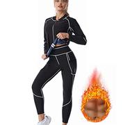Traje de sauna para mujer, pérdida de peso, traje de sauna - Parte superior y pantalones de sauna, trajes de sudor para pérdida de peso, ejercicio de fitness, quema de grasa, L, azul