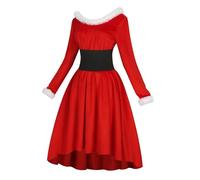 Traje de señora, traje de señora para mujer, vestido de Navidad, vestido de Papá Noel vintage | Vestido de de manga larga para mujer para fiestas de Navidad, San