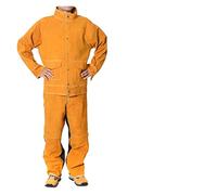 Traje de soldadura de costura Conjunto de ropa protector contra el aislamiento de aislamiento térmico.(Yellow,L)