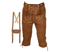 Traje de tirolés, para hombre, pantalón de piel con Rodillera, con tirantes, en color negro, tallas 46 a 60 marrón marrón