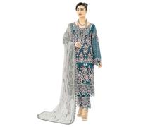 Traje de trabajo indio paquistaní musulmán de tela de organza Emboridery Heavy Khali 411b, 2, 40