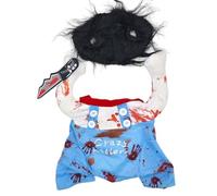 Traje de transformación para mascotas, disfraz de Chucky mortal delicado patrón ropa de Halloween divertido accesorios de miedo traje de perro accesorios de ropa para mascotas cableado de precisión