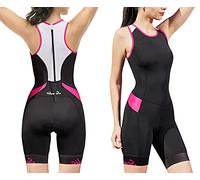 Traje de triatlón acolchado de alta calidad para mujer de Santic, US Small / Asia Large, Negro/Rosa Rojo