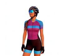 Traje de triatlón para mujer, de una pieza, corto, sin mangas, acolchado, de secado rápido, para correr, ciclismo, talla XS a 3XL