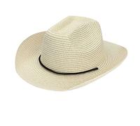 Traje de vaquero para Carnaval Masculino Verano Vintage Sombrero de Vaquero Occidental Sólido Cordón Protección Solar de Playa Sombrero Tejido Bandera Vaquero, beige, talla única