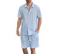 Traje de verano para hombre, ropa de vacaciones en la playa, azul celeste, XXL