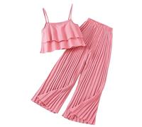 Traje de Verano para niñas casa Dos Piezas diseño Rayas onduladas Ropa Camiseta y Pantalones Cortos Conjuntos 1 Top Pantalón Dulce a la Moda bebé niña