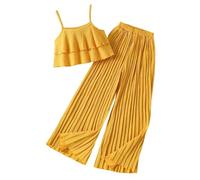 Traje de Verano para niñas casa Dos Piezas diseño Rayas onduladas Ropa Camiseta y Pantalones Cortos Conjuntos 1 Top Pantalón Dulce a la Moda bebé niña