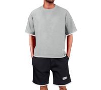 Traje deportivo de fitness para hombre - Chándal con camisetas y pantalones cortos Chándal de tallas grandes Traje de correr ligero transpirable Traje de deporte fino de secado rápido para verano