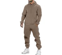 Traje Deportivo de Invierno para Fitness, Juego chándal 2 Piezas, Manga Larga con Bolsillos, Traje Holgado, Ropa casa, Calle, Monocolor, Informal, Sudadera