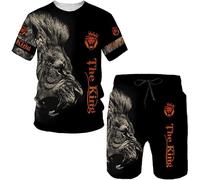 Traje deportivo de león para hombre, camisa impresa en 3D, camiseta y pantalones cortos, conjunto de dos piezas, ropa de calle informal de verano, A4., XXL
