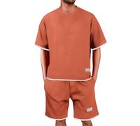 Traje deportivo para hombre de talla corta - Chándal holgado de gran tamaño, de seda de hielo, transpirable, ligero, fino, de secado rápido, ropa cómoda, para deportes al aire libre, traje de verano