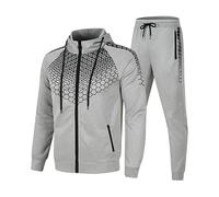 Traje deportivo para hombre Slim Fit Chándal para hombre 3XL, traje de ocio con estampado chándal de otoño e invierno chándal de fitness más pantalones deportivos con capucha de terciopelo conjunto de