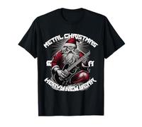 Traje Divertido de Nikolaus Navidad Feo Papá Noel Heavy Metal Rock Camiseta