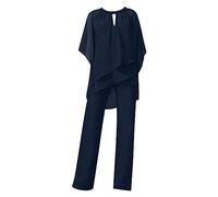 traje elegante pantalón de 2 piezas de gasa para invitada de boda, pantalones de baile de noche, talla grande, trajes de madre de la novia