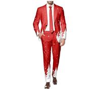 Traje estampado navideño para hombre 2026 para negocios y comercio exterior, holgada, cómoda, a la moda, rosso, M