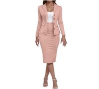 Traje Falda Y Chaqueta de Boda Caqui 2 Piezas Verano Elegantes Bonita de Fiesta Primavera Ropa Verano Mujer Traje Elegante Dos Piezas Blazer Mujer Talla Grande Casual Talla Grande Mis Pedidos Caqui M