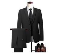 Traje Formal de Dos Piezas con diseño Cuatro Lados y elástico for Hombre, Chaqueta pantalón, for Negocios(Black,4XL 87.5-92.5kg)