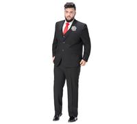 Traje Formal De Hombre De 3 Piezas Para Hombre De Talla Grande, Conjunto De Chaqueta Chaleco Y Pantalón Para Boda Ligero De Verano, Con Broche De Copo De Nieve Giratorio(Black A1,5XL)