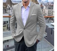 Traje formal de negocios para hombre, abrigo de un solo botón para chaqueta ajustada para novio, boda, fiesta, casual, oficina, color negro, talla L (gris oscuro)