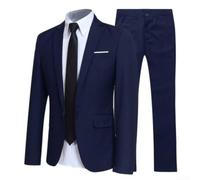 Traje formal de tres piezas para hombre con corbata de pantalones y camisa, ideal para bodas, negocios y ocasiones diarias (S, azul oscuro)