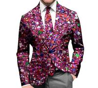 Traje formal para hombre con estampado de lentejuelas, chaqueta de fiesta moderna y ajustada, alternativa de esmoquin para eventos de gala y bodas de graduación, rosso, S