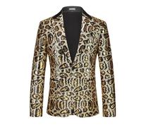 Traje formal para hombre, elegante chaqueta de lentejuelas con estampado animal para eventos y fiestas de noche, a la moda, destaca, diseñador, ajuste moderno, padrinos de boda, baile de graduación