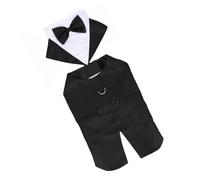 Traje Formal para Perro Pequeño de Algodón, Elegante | Negro y Blanco, Botones Decorativos y Anilla para Correa, Fotos y Boda