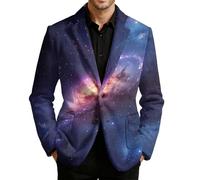 Traje Galaxy para hombre Slim Fit chaqueta de traje 3D galaxia estampado chaqueta de cena gráfico Sakko galaxia universo estrella espacio fiesta trajes baile blazer hombres traje, Nº 9, XXL