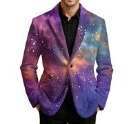 Traje Galaxy para hombre Slim Fit chaqueta de traje 3D galaxia estampado chaqueta de cena gráfico Sakko galaxia universo estrella espacio fiesta trajes baile blazer hombres traje, Nº 2, M