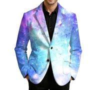 Traje Galaxy para hombre Slim Fit chaqueta de traje 3D galaxia estampado chaqueta de cena gráfico Sakko galaxia universo estrella espacio fiesta trajes baile blazer hombres traje, Nº 7, S