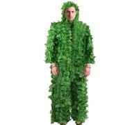 Traje ghillie para hombres mujeres - desgaste de caza de camuflaje de hojas, atuendo forestal 3D | Ropa de camuflaje completa, traje de ocultación para la selva Halloween Wildl