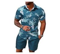 Traje Hawaiano para Hombre Conjunto de Camisa Hawaiana Manga Corta y Pantalones Cortos Playa for Hombre Resort Casual Verano Todos los días para Fiestas(Color-4,5XL)