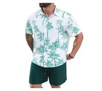 Traje Hawaiano para Hombre Conjunto de Camisa Hawaiana Manga Corta y Pantalones Cortos Playa for Hombre Resort Casual Verano Todos los días para Fiestas(Color-7,XL)