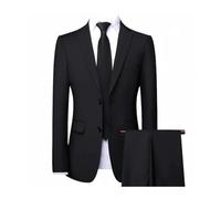Traje hombre ceremonia Traje de novio for boda, corte entallado, 2 piezas (chaqueta y pantalón), transpirable Traje de tres piezas para hombre(Black,S(35KG-45KG))
