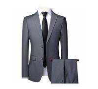 Traje hombre ceremonia Traje de novio for boda, corte entallado, 2 piezas (chaqueta y pantalón), transpirable Traje de tres piezas para hombre(Gray,S(35KG-45KG))