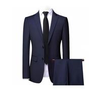 Traje hombre ceremonia Traje de novio for boda, corte entallado, 2 piezas (chaqueta y pantalón), transpirable Traje de tres piezas para hombre(Dark Blue,S(35KG-45KG))