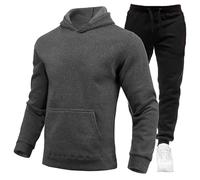 Traje juvenil para hombre con capucha, juego de jogger, suéter casual, chándal, cómodo atuendo deportivo para correr en el gimnasio chaleco de dinero, gris oscuro, L