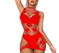 Traje Mama Noel Mujer Sexy Sexy Halloween Costume Conjunto De Lencería Breve De Rejilla para Mujer Interior Calada Malla Transparente Piezas Lenceria Erótico Red One Size