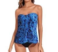 Traje Mujer Elegante Dos Piezas, Tankini Elegante De Dos Piezas con Volantes para Mujer Traje De Bañoverano con Top Estampado Floral Y Shortsbaño Trajebañocintura Alta Conjuntoropaplaya Fluido para