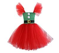 Traje Navidad Bebe Niña, Vestido de desfile para niñas pequeñas, fiesta de Navidad, punto, cosplay, lindo disfraz, vestido, conjunto con diadema (Green, 2-3 Years)