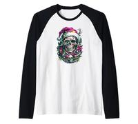 Traje Navideño Calavera Navidad Muerte Navidad Pesada Camiseta Manga Raglan