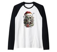 Traje Navideño Calavera Navidad Muerte Navidad Pesada Camiseta Manga Raglan