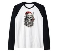Traje Navideño Calavera Navidad Muerte Navidad Pesada Camiseta Manga Raglan