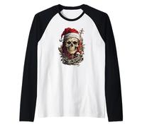 Traje Navideño Calavera Navidad Muerte Navidad Pesada Camiseta Manga Raglan